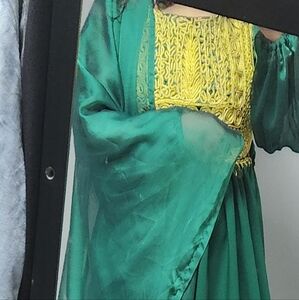 Custom-made green Afghan dress  medium size.